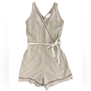 Anthro Cloth & Stone Tencel Wrap Romper Taupe XS Tie Waist